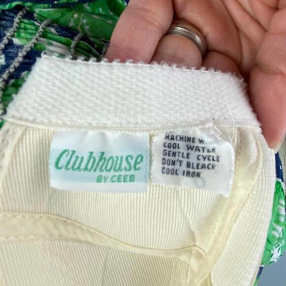 Vintage Clubhouse by Ceeb Navy Blue & Green Shell Print Sun Beach Dress - Picture 8 of 13